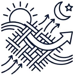Woven fabric sun moon icon