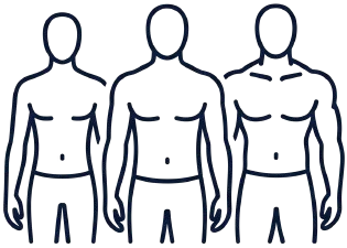 Three male body outlines icon